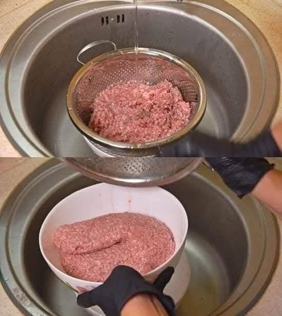 No, rinsing ground beef is FB_IMG_1762322441498